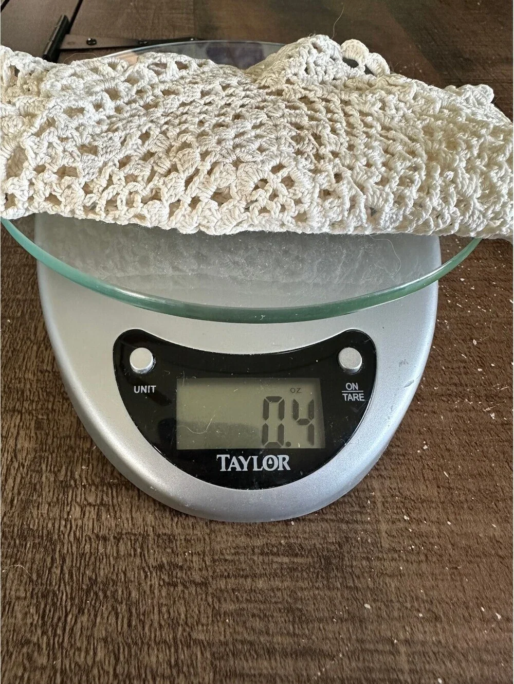 Hand Crocheted Oval Doily Ivory Floral Scalloped Lace Table Mat 12x6